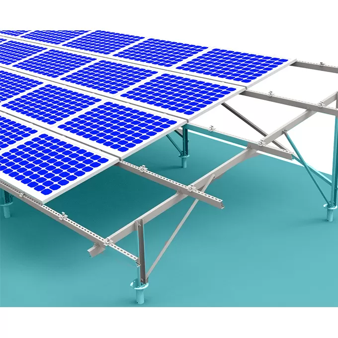 A photovoltaic ground bracket on display